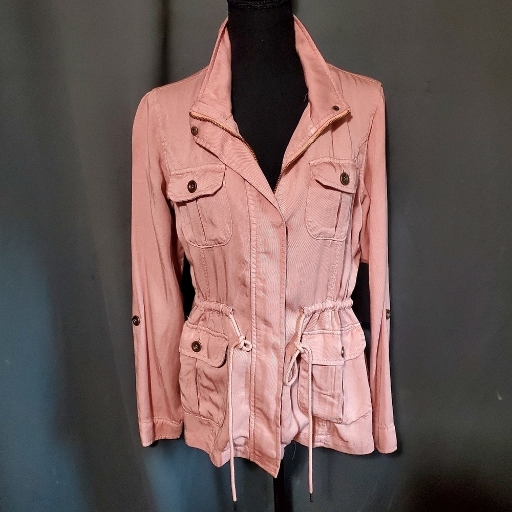 Black Label Pink Mauve Anorak Army Utility Style Spring Jacket Size Small NWT